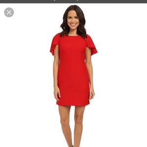 Red Shift Dress with Flutter Sleeves
